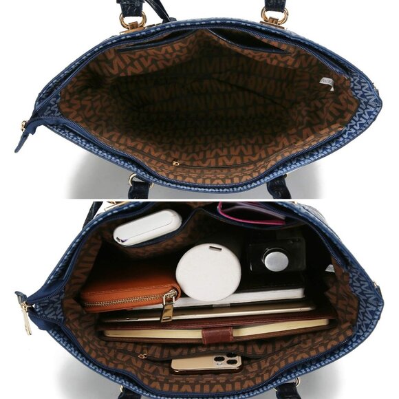 Vegan Leather Tote Bag Set Women Top Handle Purse Wallet Organizer - Picture 5 of 9